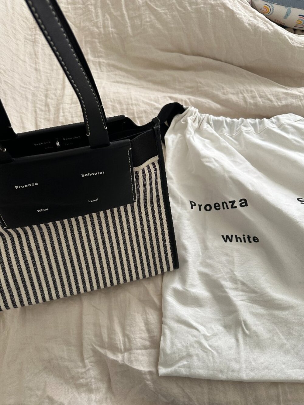 Proenza Schouler White Label Morris Large striped coated canvas tote